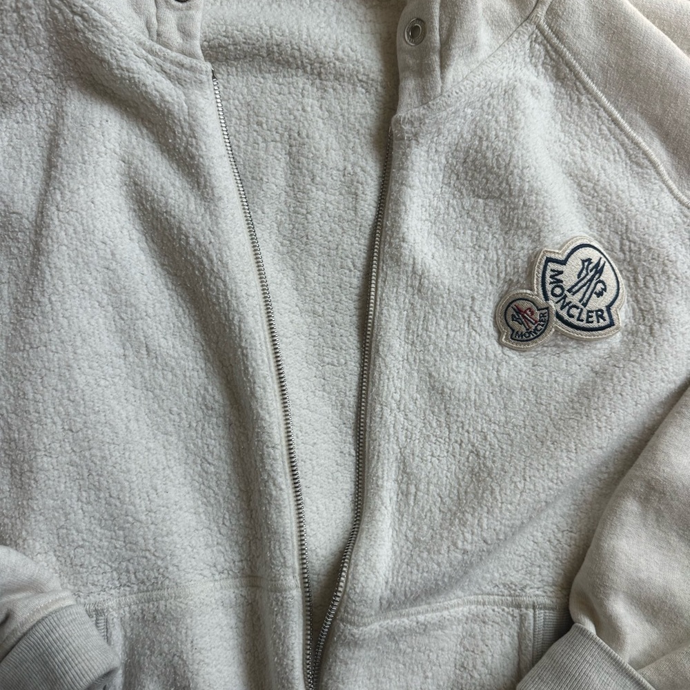 Moncler Unisex grey Zip-Front Fleece Hoodie